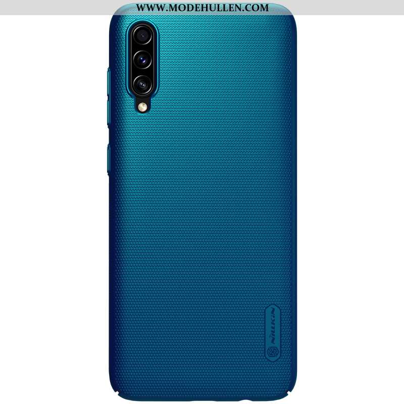 Hülle Samsung Galaxy A70 Nubuck Dünne Handy Schutz Anti-sturz Blau Schwer