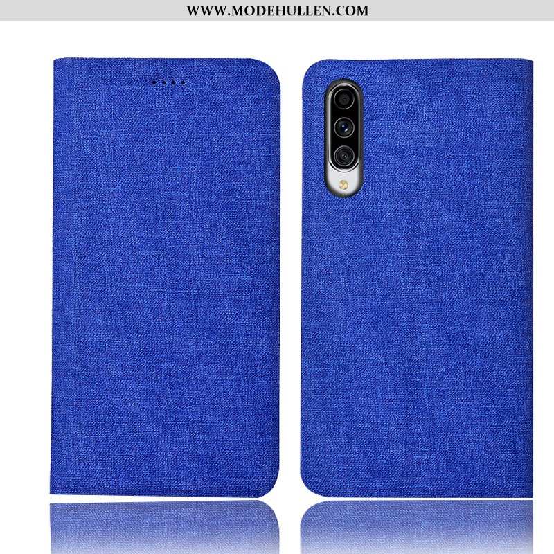 Hülle Samsung Galaxy A70s Baumwolle Und Leinen Schutz Alles Inklusive Handy Case Folio Blau