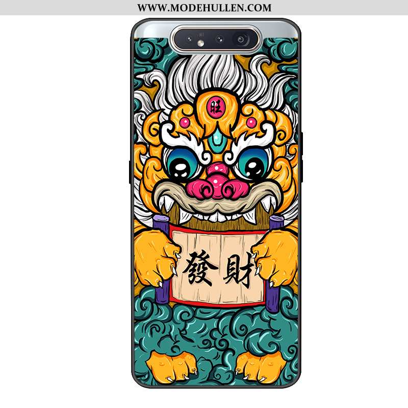 Hülle Samsung Galaxy A80 Karikatur Trend Chinesische Art Sterne Case Weiche Nubuck Grün