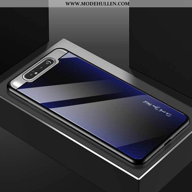 Hülle Samsung Galaxy A80 Schutz Farbverlauf Schutzglasmode Sterne Handy Dunkelblau