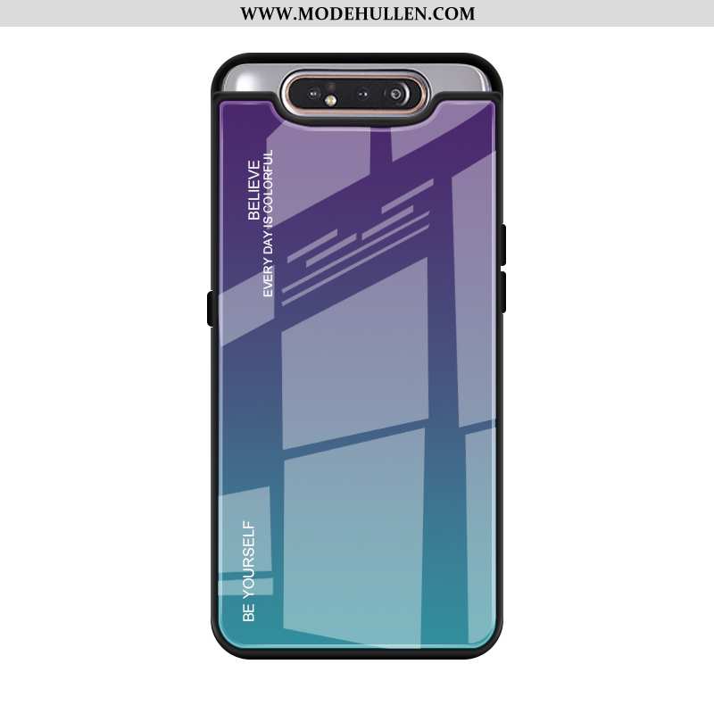 Hülle Samsung Galaxy A80 Schutz Glas Sterne Kreativ Case Hintere Abdeckung Lila