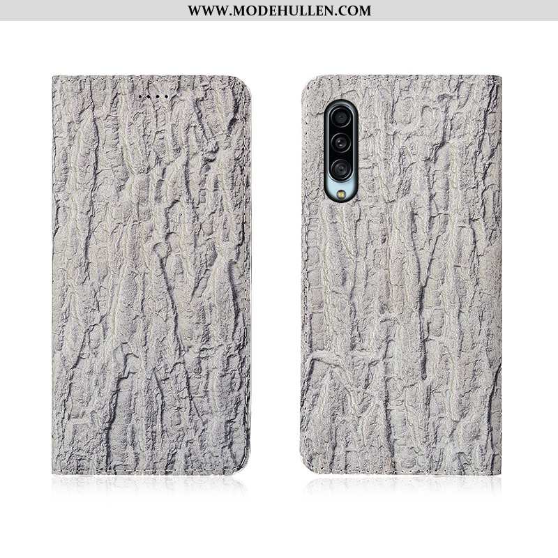 Hülle Samsung Galaxy A90 5g Echt Leder Leder Schutzhülle Handy Bäume Grau