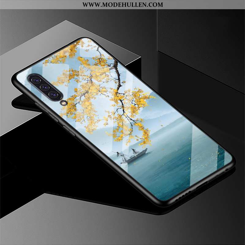 Hülle Samsung Galaxy A90 5g Schutz Glas Handy Karikatur Trend Angepasst Anti-sturz Blau