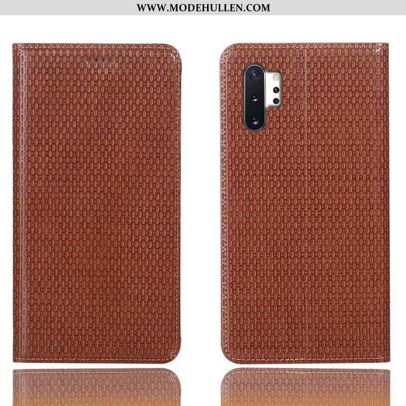 Hülle Samsung Galaxy Note 10+ Lederhülle Schutz Handy Braun Case Folio