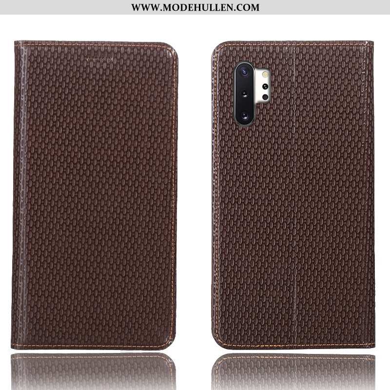 Hülle Samsung Galaxy Note 10+ Lederhülle Schutz Handy Braun Case Folio
