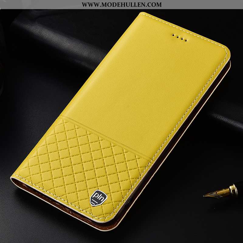 Hülle Samsung Galaxy Note 10 Lite Schutz Echt Leder Sterne Anti-sturz Folio Alles Inklusive Gelbe