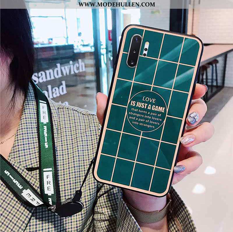 Hülle Samsung Galaxy Note 10+ Weiche Silikon Licht Wind Kariert Hängende Verzierungen Grün