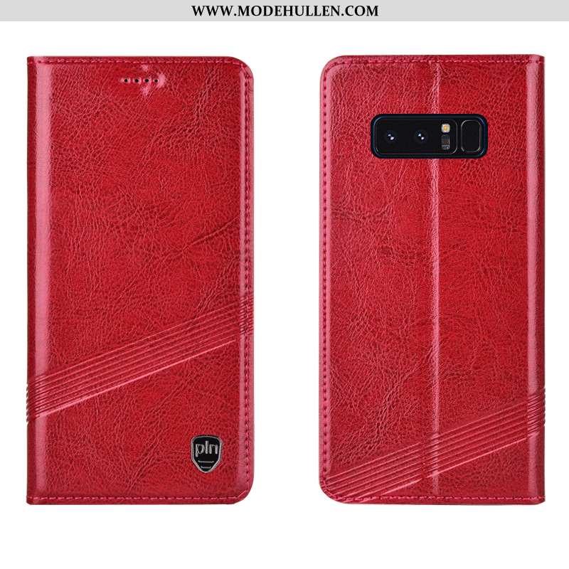 Hülle Samsung Galaxy Note 8 Lederhülle Schutz Alles Inklusive Folio Anti-sturz Rot Rote