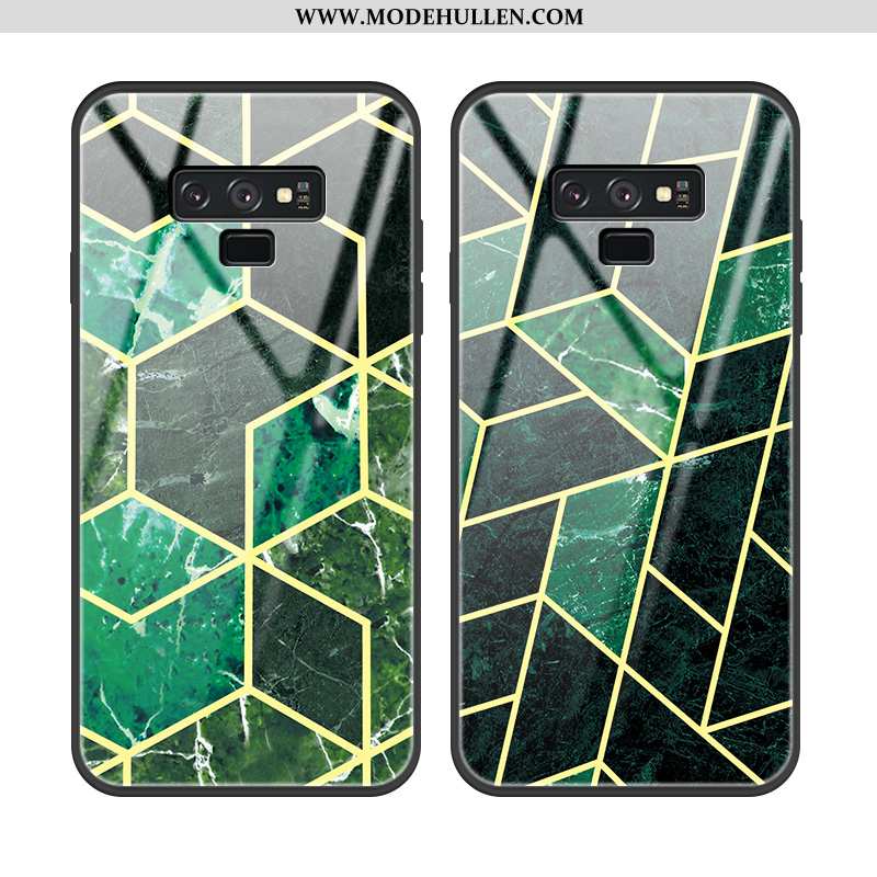 Hülle Samsung Galaxy Note 9 Glas Mode Muster Case Schutz Handy Sterne Grün
