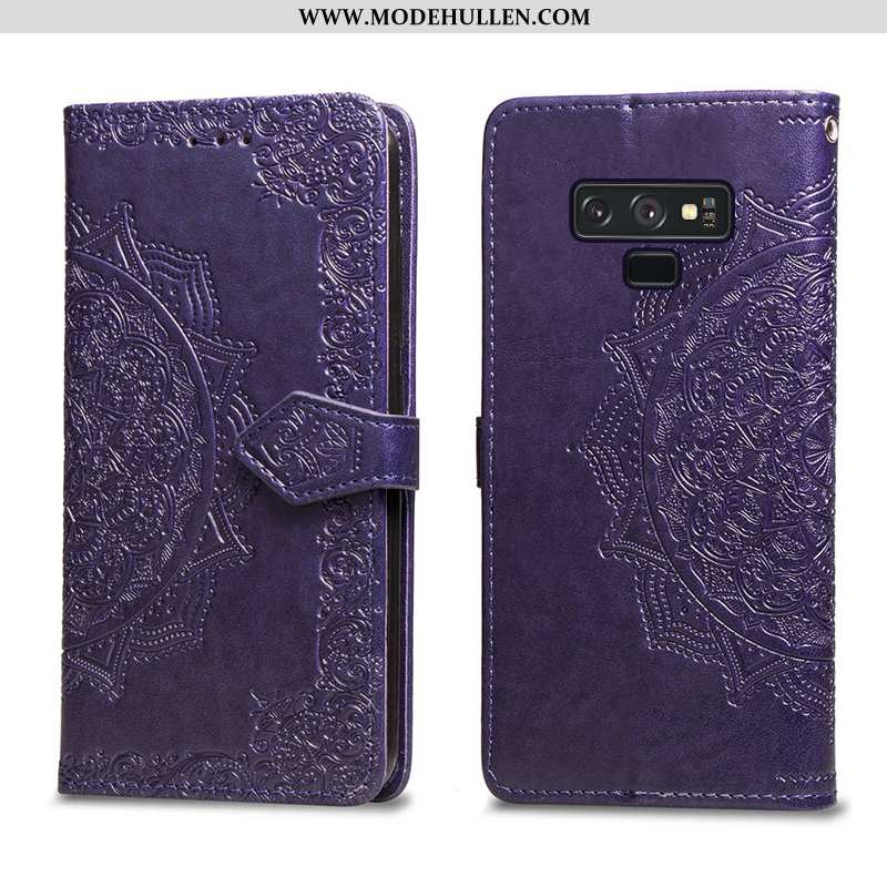 Hülle Samsung Galaxy Note 9 Lederhülle Kreativ Schutz Weiche Prägung Case Lila