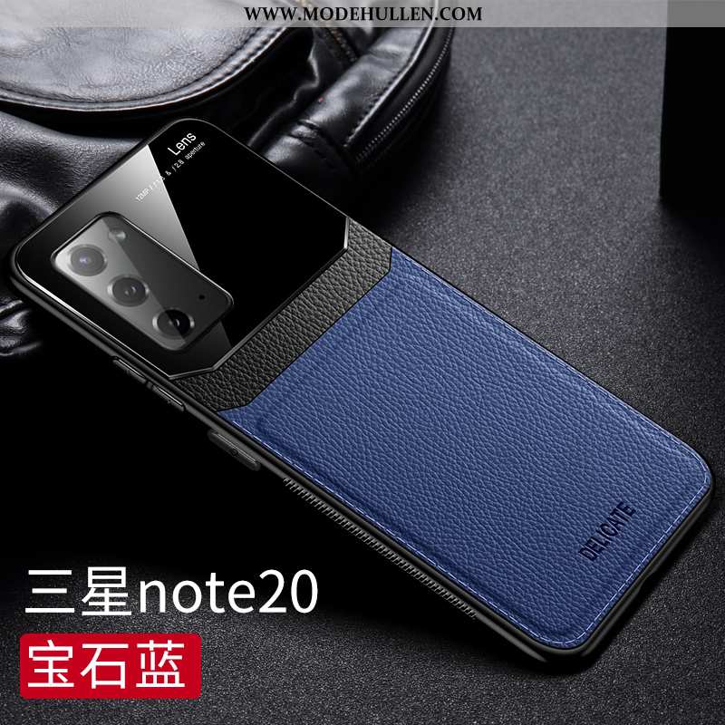 Hülle Samsung Galaxy Note20 Schutz Glas Silikon Anti-sturz Blau Super Alles Inklusive