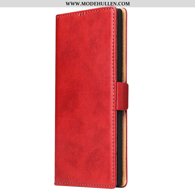 Hülle Samsung Galaxy Note20 Ultra Lederhülle Sterne Handy Folio Rot Rote