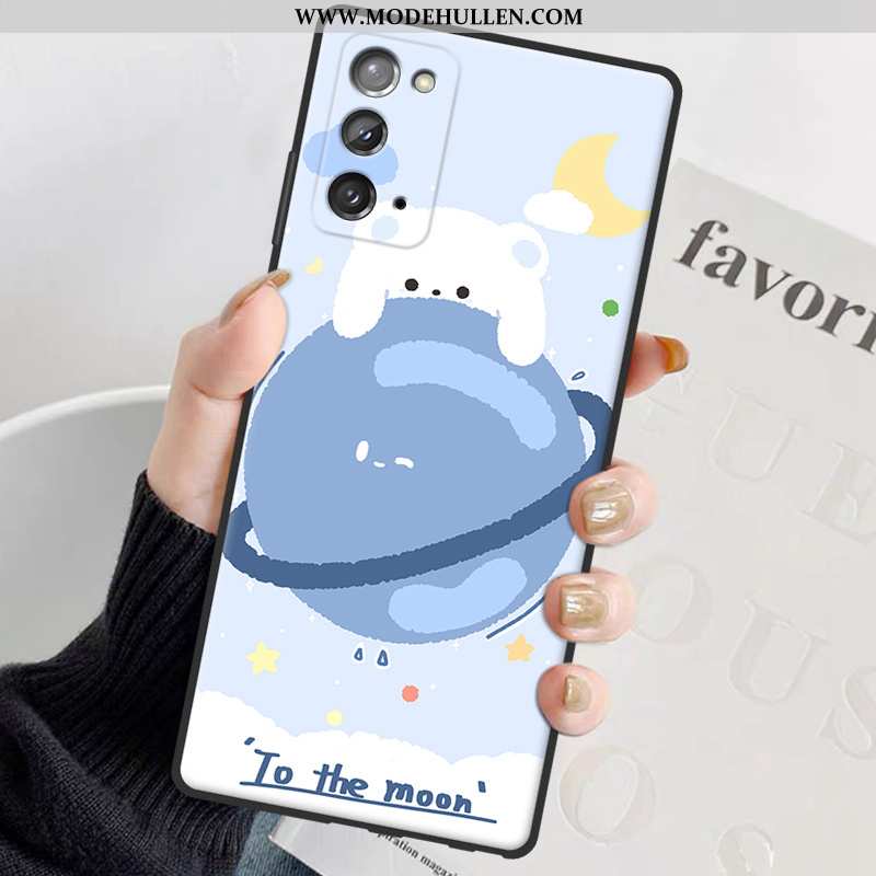 Hülle Samsung Galaxy Note20 Weiche Silikon Angepasst Handy Persönlichkeit Alles Inklusive Blau