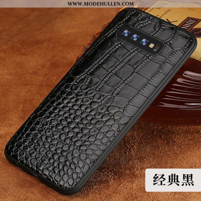 Hülle Samsung Galaxy S10 Leder Muster Einfach Kreativ Echt Leder Anti-sturz High-end Braun
