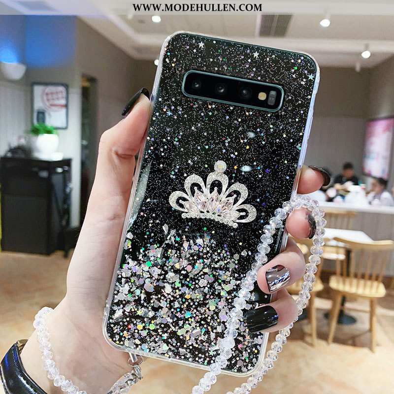 Hülle Samsung Galaxy S10+ Persönlichkeit Trend Handy Weiche Kristall Sterne Schwarz