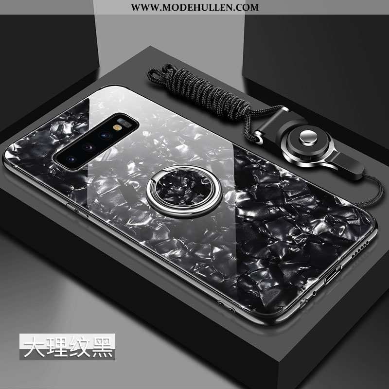 Hülle Samsung Galaxy S10+ Schutz Glas Schwarz Anti-sturz Silikon Sterne Handy