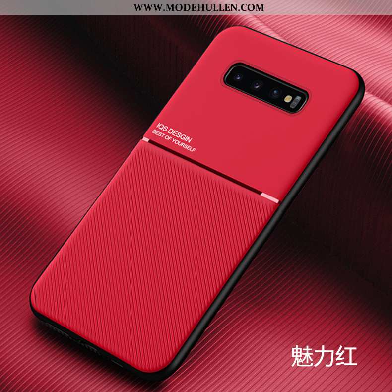 Hülle Samsung Galaxy S10+ Schutz Nubuck Handy Super Sterne Silikon Schwer Rote