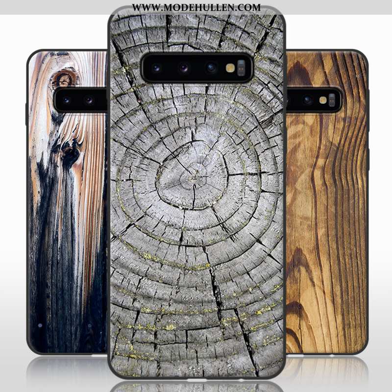 Hülle Samsung Galaxy S10 Schutz Persönlichkeit Einfassung Case Weiche Kreativ Aus Holz Grau
