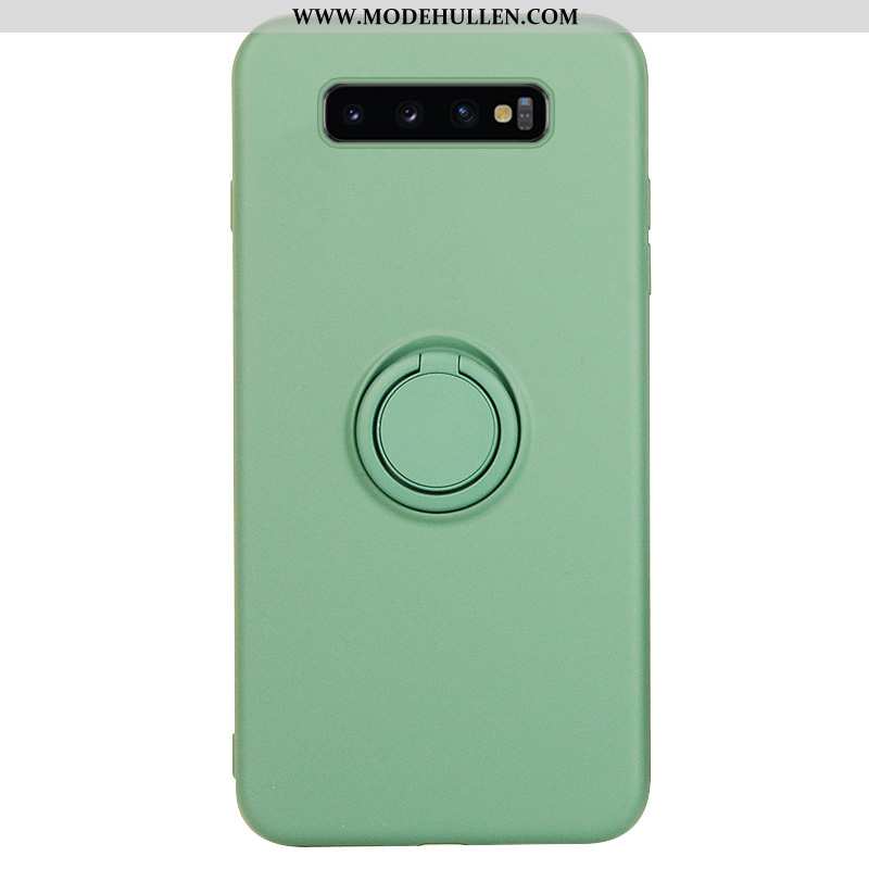 Hülle Samsung Galaxy S10 Schutz Silikon Handy Einfarbig Grün Case
