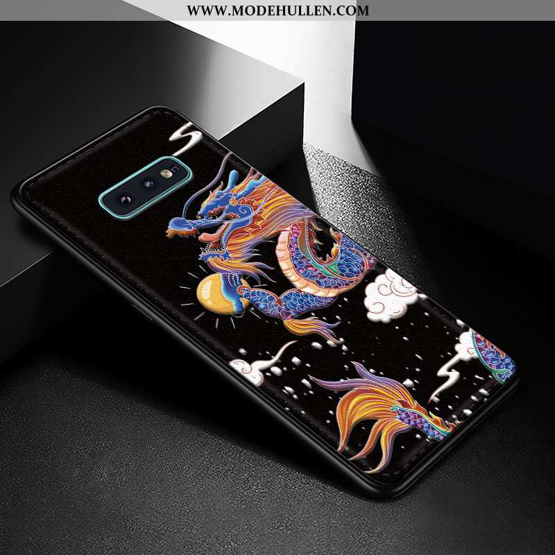 Hülle Samsung Galaxy S10e Persönlichkeit Kreativ Muster Anti-sturz Case Prägung Schutz Schwarz