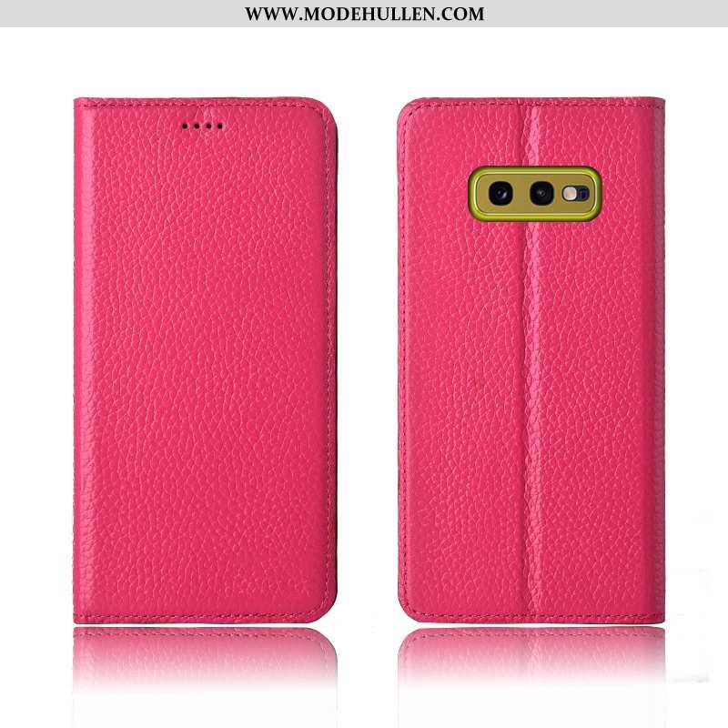 Hülle Samsung Galaxy S10e Weiche Schutz Lederhülle Anti-sturz Litchi Neu Echt Leder Rosa