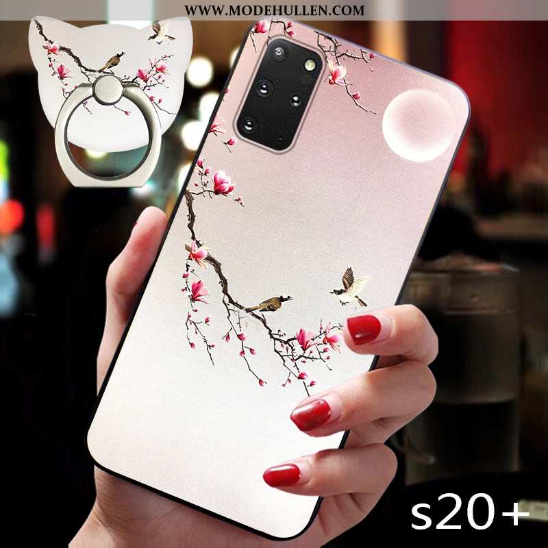 Hülle Samsung Galaxy S20+ Prägung Retro Wind Trend Chinesische Art Handy Weiche Rosa