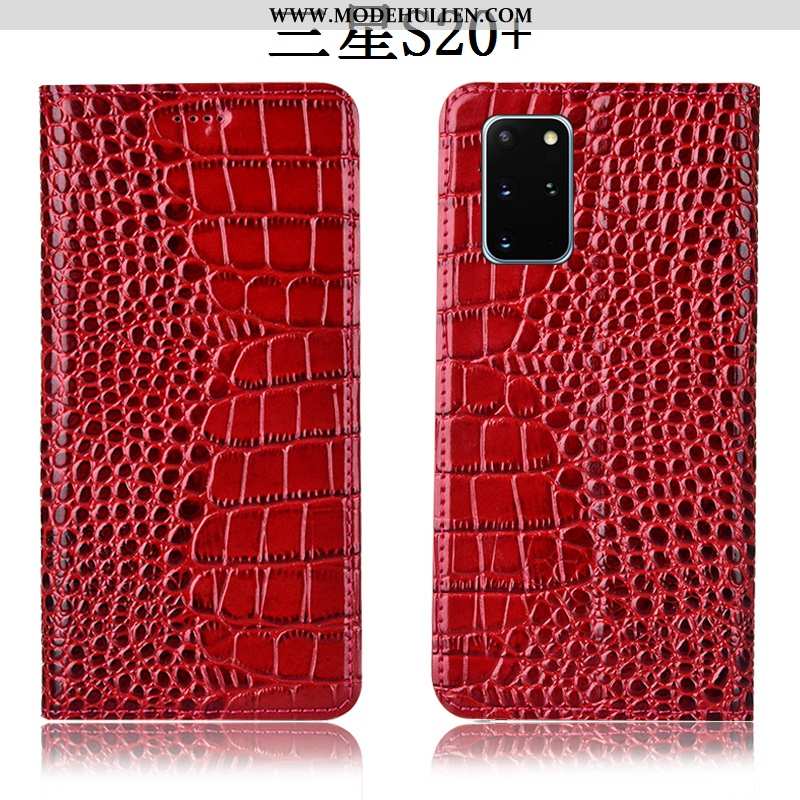 Hülle Samsung Galaxy S20+ Schutz Echt Leder Krokodilmuster Case Sterne Anti-sturz Handy Rote