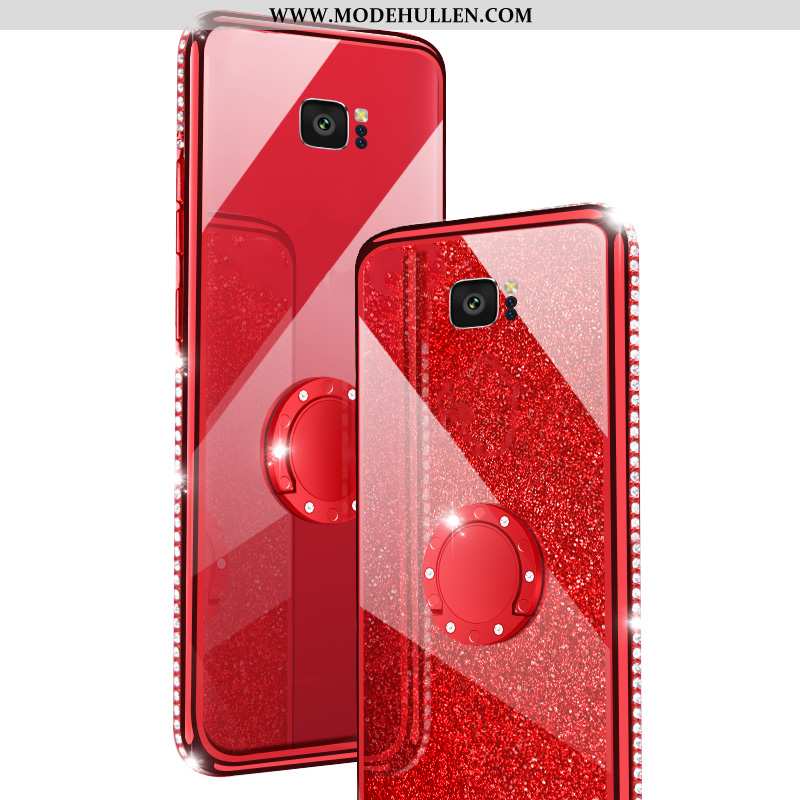 Hülle Samsung Galaxy S6 Silikon Strasssteinen Sterne Temperieren Rot Handy Alles Inklusive Rote