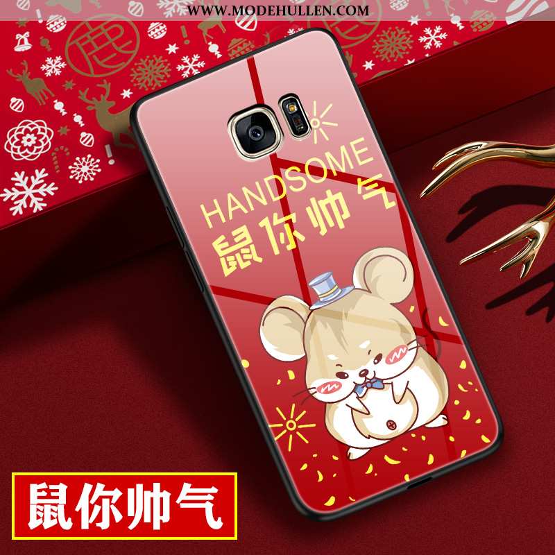 Hülle Samsung Galaxy S7 Edge Kreativ Karikatur Chinesische Art Trend Alles Inklusive Rot Rote