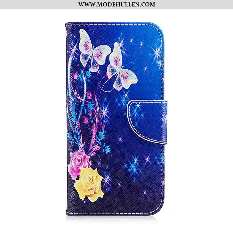 Hülle Samsung Galaxy S7 Edge Lederhülle Schutz Folio Schwarz Gemalt Sterne