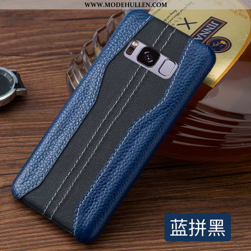 Hülle Samsung Galaxy S8 Super Dünne Handy Kreativ High-end Leder Echt Leder Blau