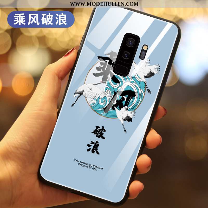 Hülle Samsung Galaxy S9+ Kreativ Trend Chinesische Art Blau Glas Neu
