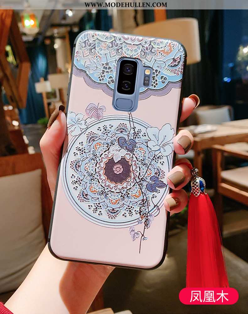 Hülle Samsung Galaxy S9+ Schutz Prägung Chinesische Art Pu Blau Weiche Alles Inklusive