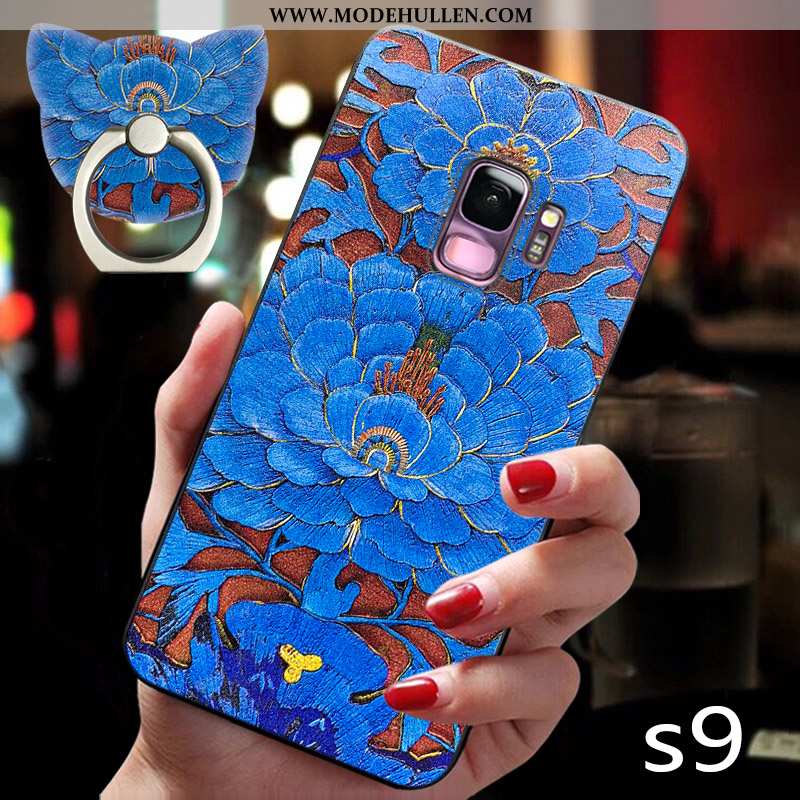 Hülle Samsung Galaxy S9 Super Weiche Persönlichkeit Blau Chinesische Art High-end
