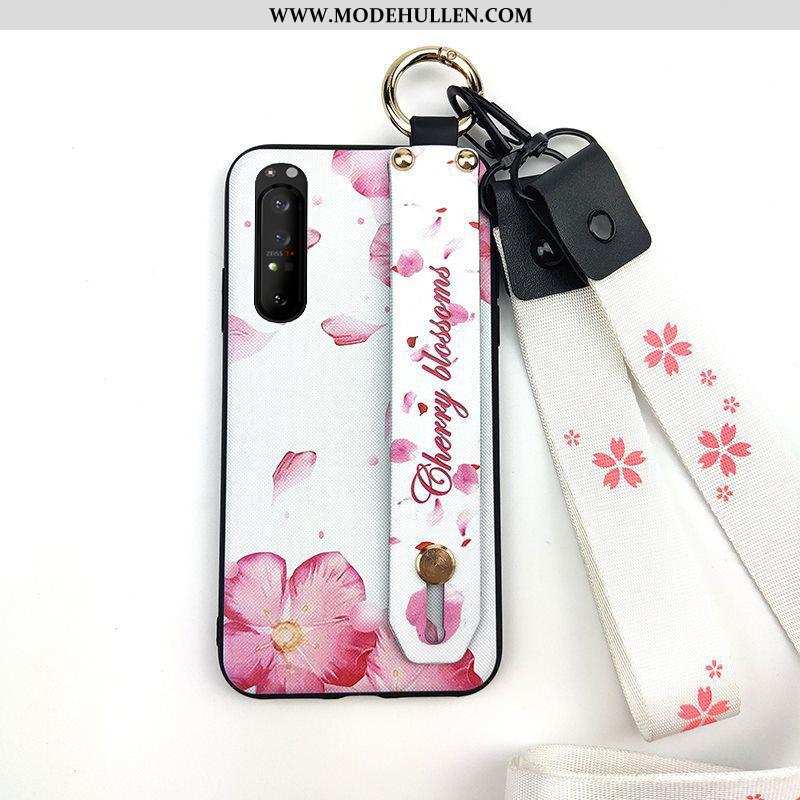 Hülle Sony Xperia 1 Ii Weiche Schutz Weiß Blumen Hängende Verzierungen Handy Case Weiße