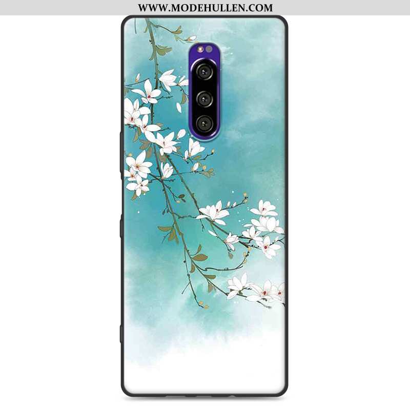 Hülle Sony Xperia 1 Schutz Nubuck Silikon Rosa Handy Weiche Chinesische Art