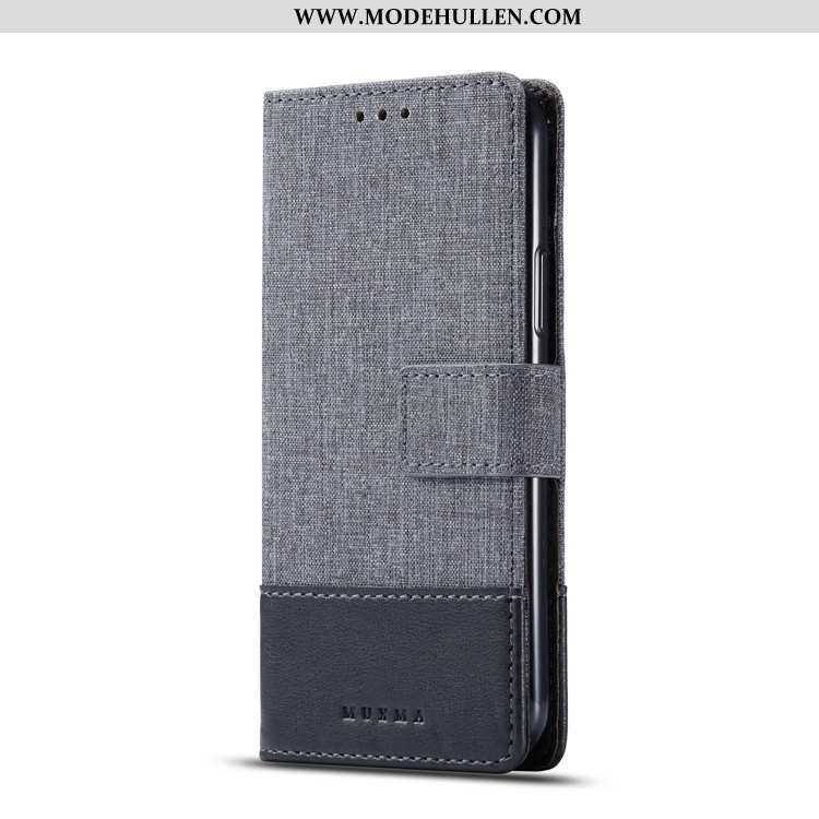 Hülle Sony Xperia 10 Plus Lederhülle Muster Folio Case Schutz Denim Grau