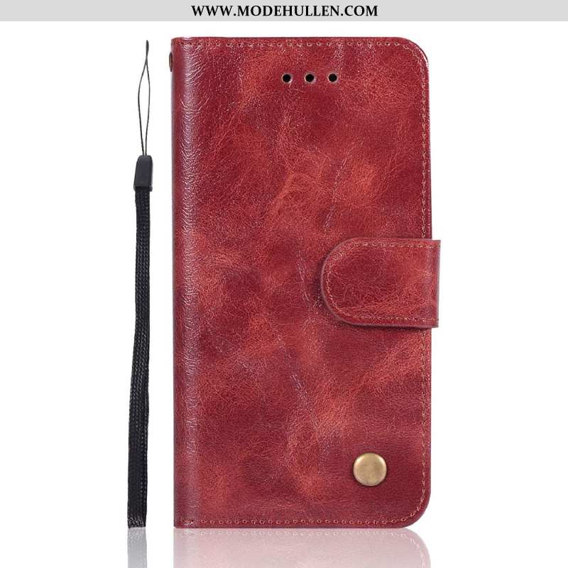 Hülle Sony Xperia Xa1 Plus Lederhülle Schutz Handy Einfassung Case Rot Rote