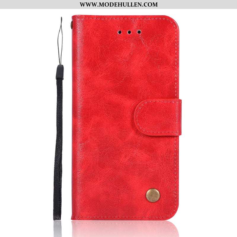 Hülle Sony Xperia Xa1 Plus Lederhülle Schutz Handy Einfassung Case Rot Rote