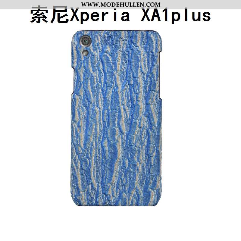 Hülle Sony Xperia Xa1 Plus Persönlichkeit Kreativ Leder Angepasst Blau Mode Handy