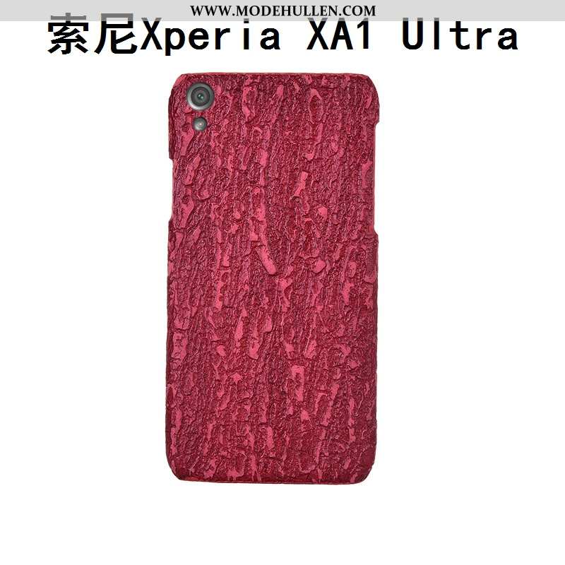 Hülle Sony Xperia Xa1 Ultra Kreativ Echt Leder Case Angepasst Mode Hintere Abdeckung Handy Rote
