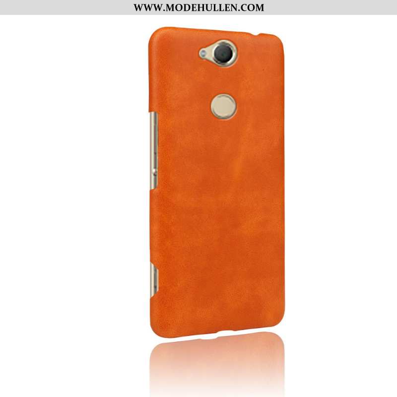 Hülle Sony Xperia Xa2 Plus Leder Schutz Orange Handy Schwer Case
