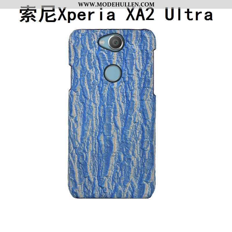Hülle Sony Xperia Xa2 Ultra Luxus Kreativ Schutz Echt Leder Angepasst Leder Hintere Abdeckung Blau