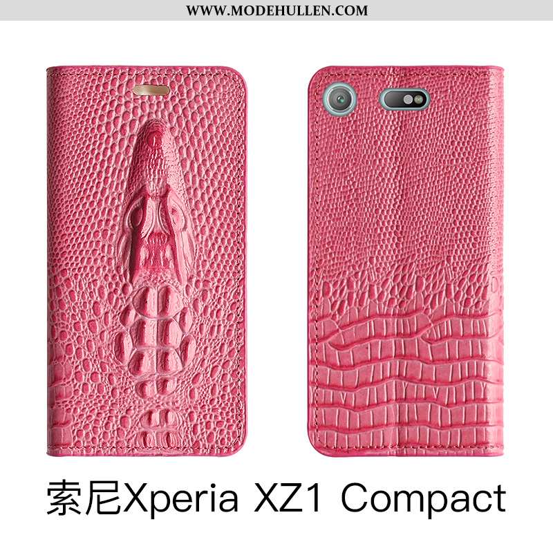 Hülle Sony Xperia Xz1 Compact Echt Leder Schutz Rosa Chinesische Art Folio Case