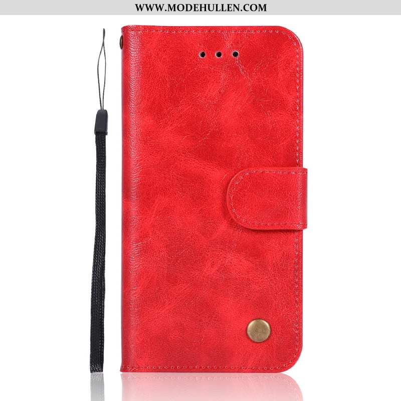 Hülle Sony Xperia Xz1 Compact Geldbörse Lederhülle Retro Handy Halterung Rot Karte Rote