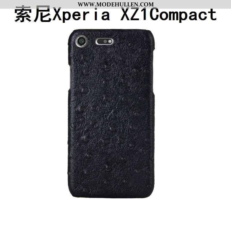 Hülle Sony Xperia Xz1 Compact Schutz Mode Echt Leder Kreativ Case Muster Schwarz