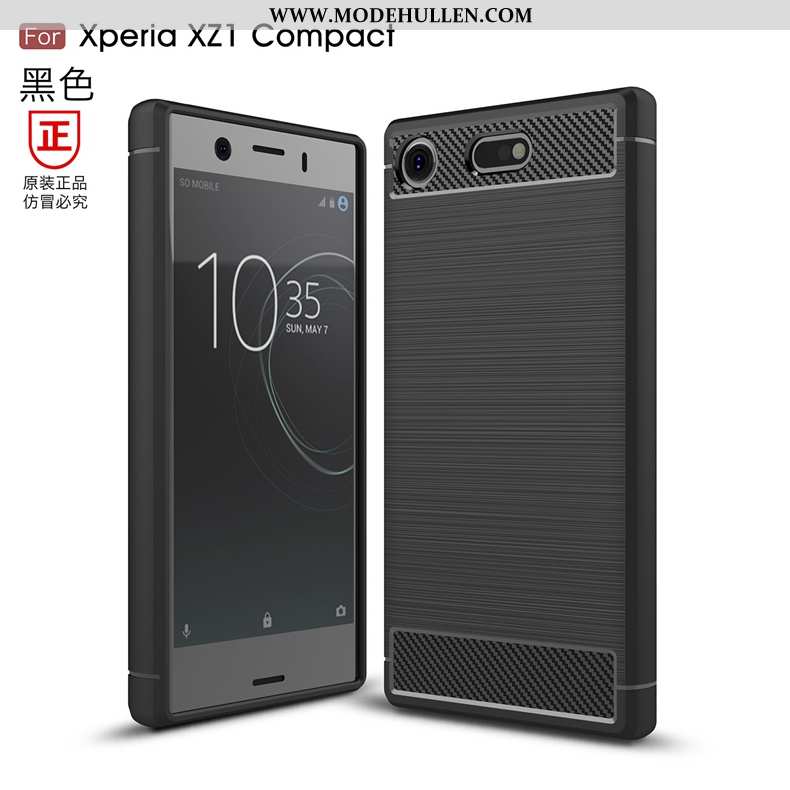 Hülle Sony Xperia Xz1 Compact Silikon Schutz Handy Case Faser Anti-sturz Muster Schwarz