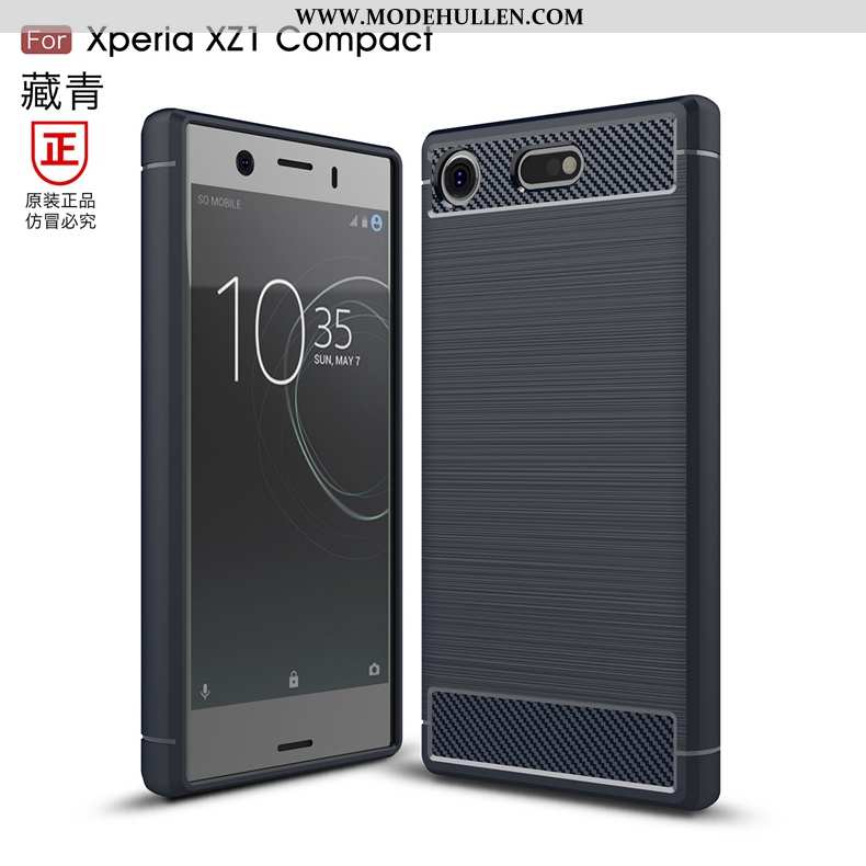 Hülle Sony Xperia Xz1 Compact Silikon Schutz Handy Case Faser Anti-sturz Muster Schwarz