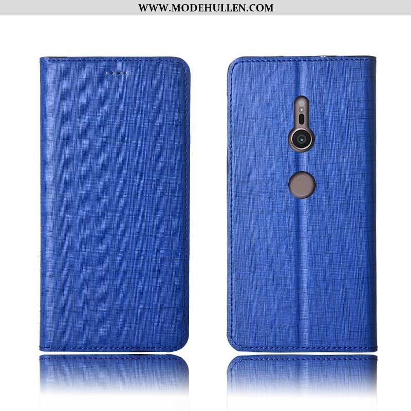 Hülle Sony Xperia Xz3 Lederhülle Echt Leder Silikon Schutz Einfassung Clamshell Blau