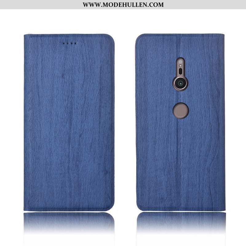 Hülle Sony Xperia Xz3 Lederhülle Muster Anti-sturz Weiche Blau Handy Case